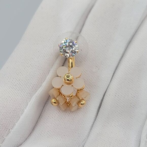 Earrings Floral Crystal Gold Tone Wear 2 Ways Earrings #1100 - Picture 4 of 10